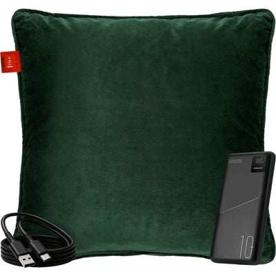 Coozie Warmtekussen Groen Velvet 45x45cm – Oplaadbaar & Draadloos