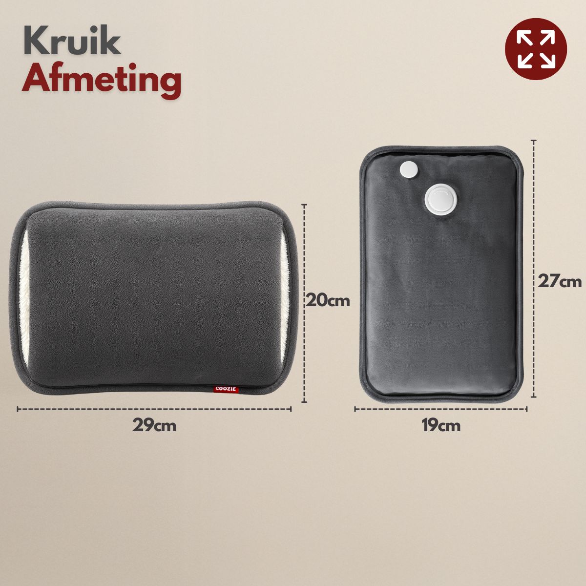 Coozie Elektrische kruik oplaadbaar Antracietgrijs