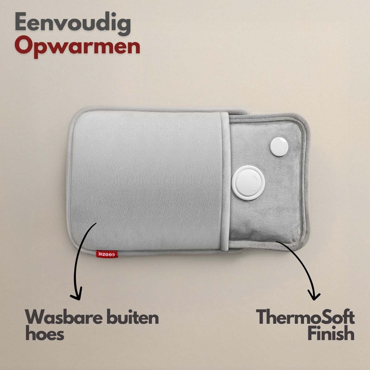 Coozie Elektrische kruik oplaadbaar - Lichtgrijs
