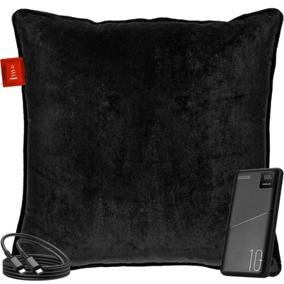 Coozie Warmtekussen Zwart Velvet 45x45cm – Oplaadbaar