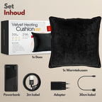 Coozie warmtekussen oplaadbaar 45x45 Zwart Velvet - Draadloos - Elektrisch