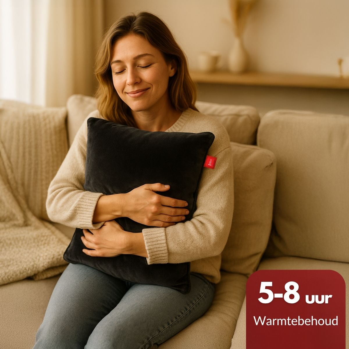 Coozie warmtekussen oplaadbaar 45x45 Zwart Velvet - Draadloos - Elektrisch