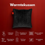 Coozie warmtekussen oplaadbaar 45x45 Zwart Velvet - Draadloos - Elektrisch