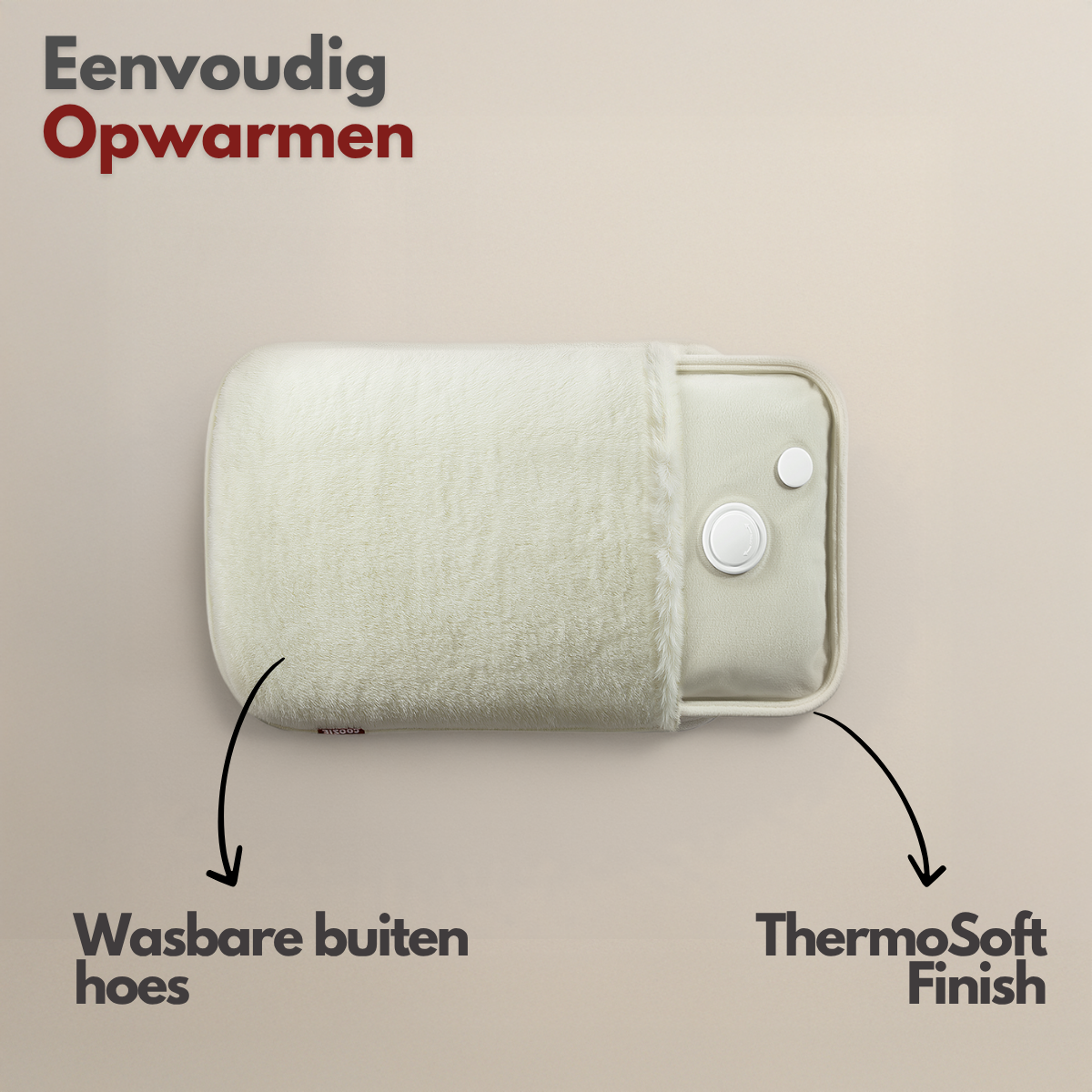 Coozie Elektrische kruik oplaadbaar - Beige