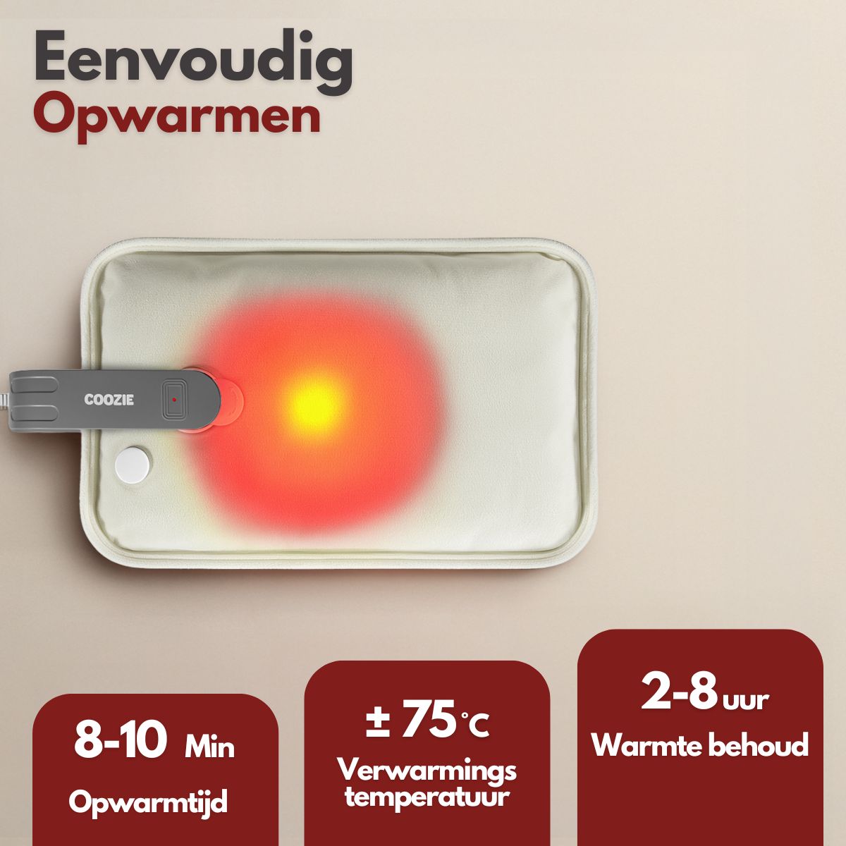 Coozie Elektrische kruik oplaadbaar - Beige