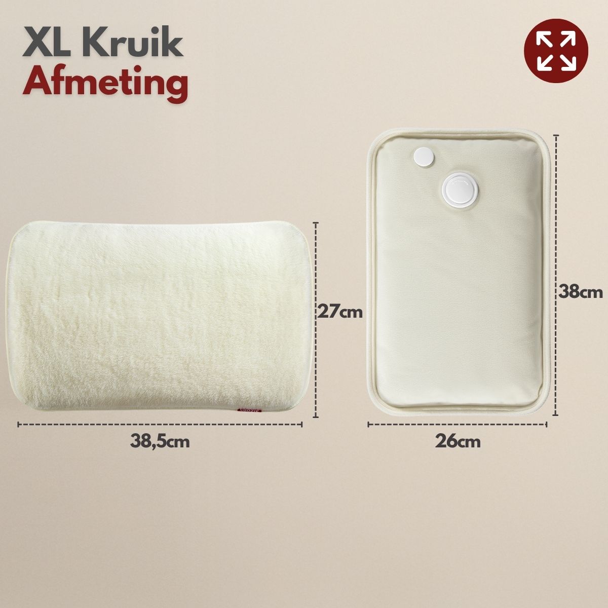 Coozie Elektrische kruik oplaadbaar XL - Beige