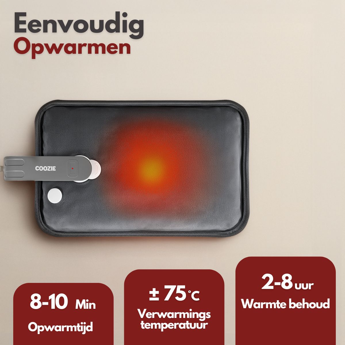 Coozie Elektrische kruik oplaadbaar Antracietgrijs