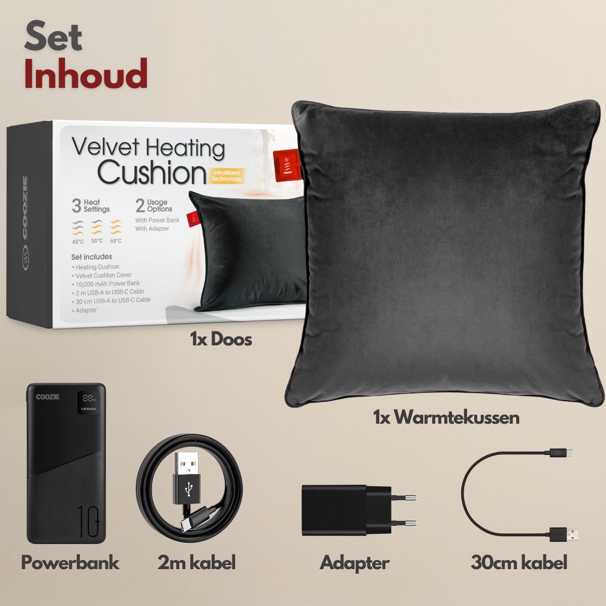 Warmtekussen Antracietgrijs Fluweel