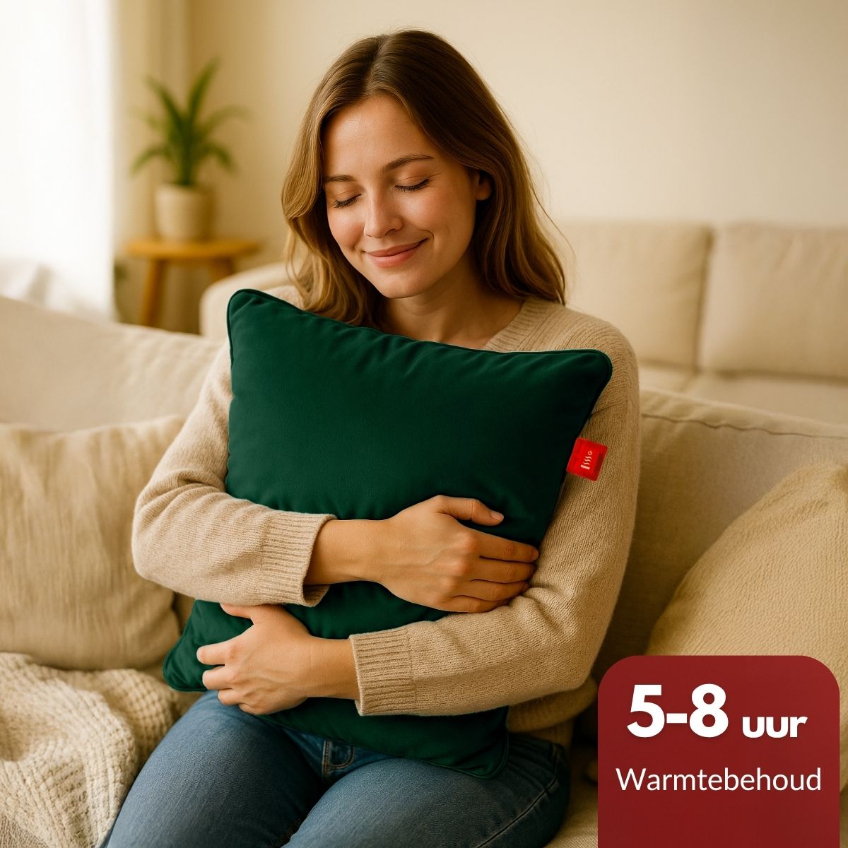 Coozie warmtekussen oplaadbaar 45x45 Groen Velvet - Draadloos - Elektrisch