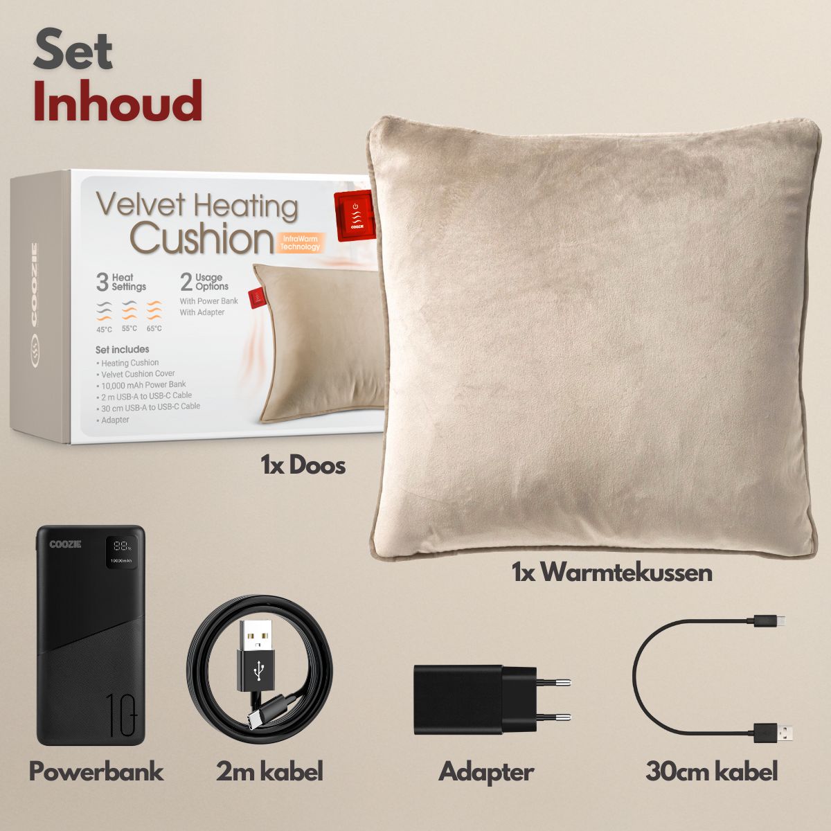 Warmtekussen Beige Fluweel