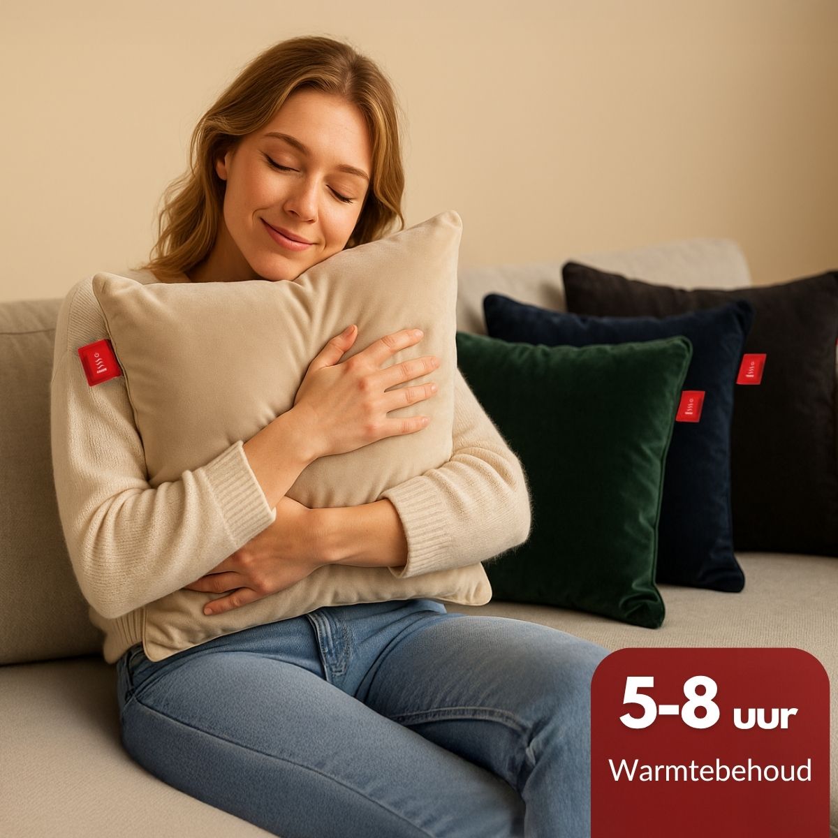 Warmtekussen Beige Fluweel