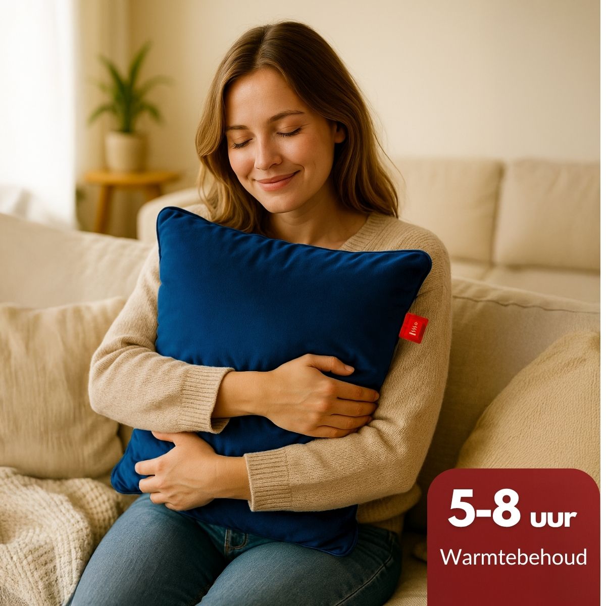 Coozie warmtekussen oplaadbaar 45x45 Donkerblauw Velvet - Draadloos - Elektrisch