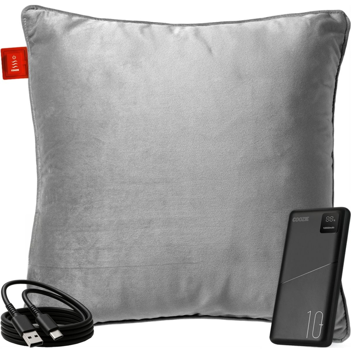 Coozie warmtekussen oplaadbaar 45x45 Grijs Velvet - Draadloos - Elektrisch