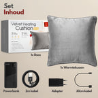 Coozie warmtekussen oplaadbaar 45x45 Grijs Velvet - Draadloos - Elektrisch
