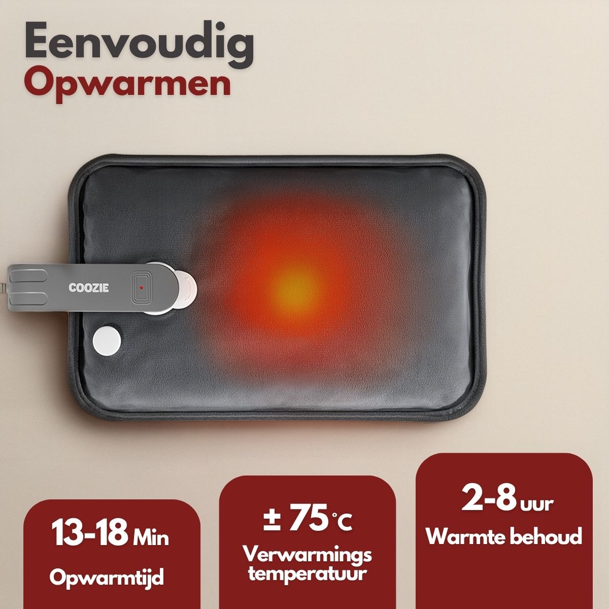 Coozie Elektrische kruik oplaadbaar XL - Antracietgrijs